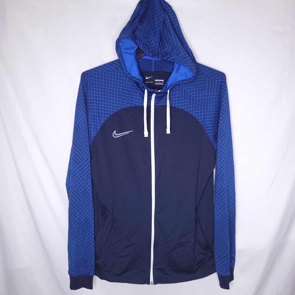 Nike Hoodie Mens Large Blue Slim Fit Full Zip Dri Fit